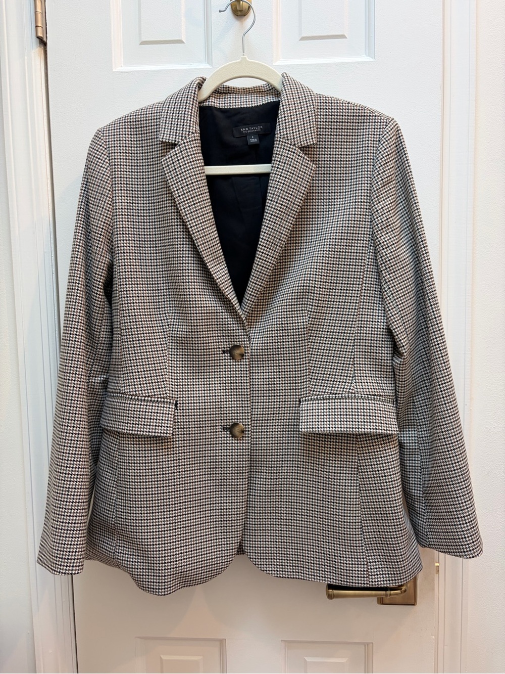 Ann Taylor Brown, Black & White Houndstooth Blazer